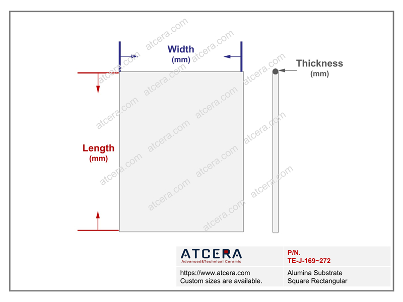 Drawing of Alumina Substrate Square Rectangular