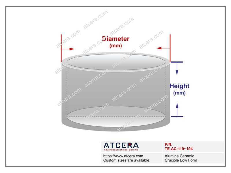 Drawing of Alumina Ceramic Crucible Low Form