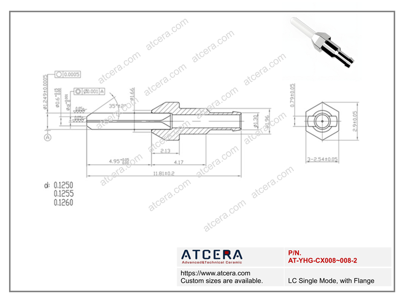 Drawing of LC Single Mode, with Flange