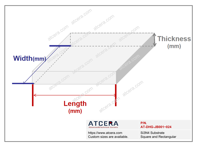 Drawing of Si3N4 Substrate Square and Rectangular