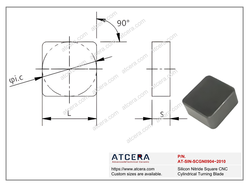 Drawing of Silicon Nitride Square CNC Cylindrical Turning Blade