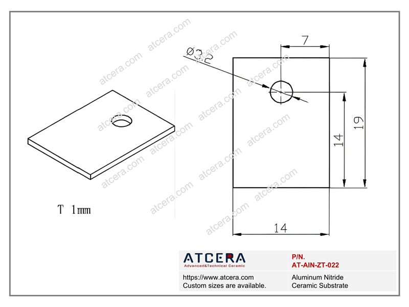 Drawing of AlN Substrate AT-AIN-ZT-022