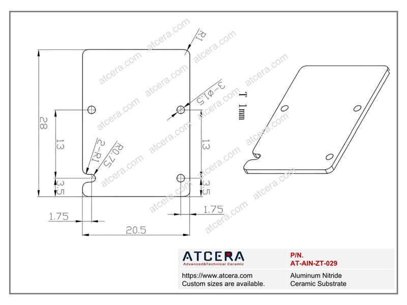 Drawing of  AlN Substrate AT-AIN-ZT-029