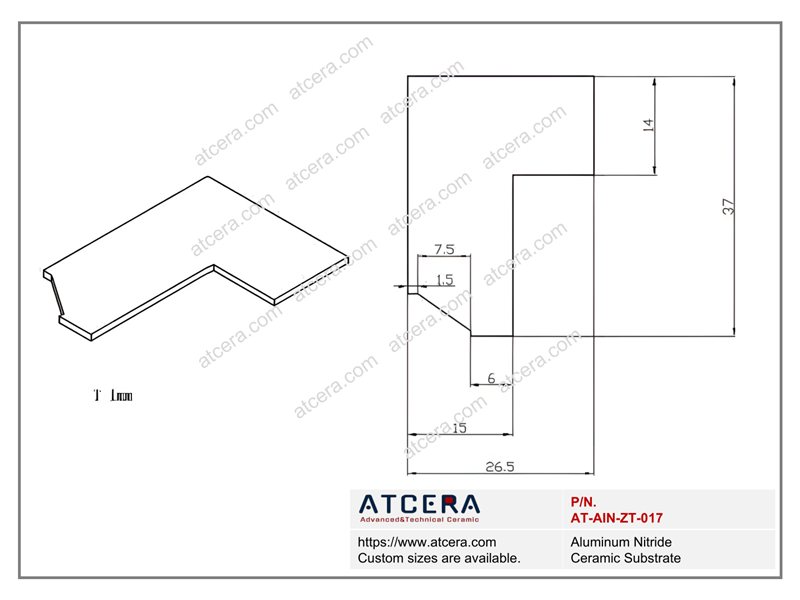 Drawing of AlN Substrate AT-AIN-ZT-017