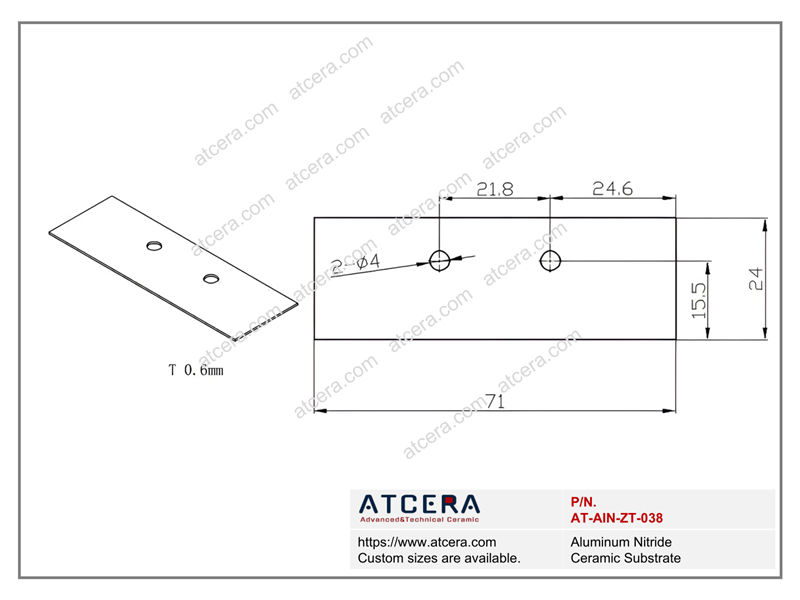 Drawing of AlN Substrate AT-AIN-ZT-038