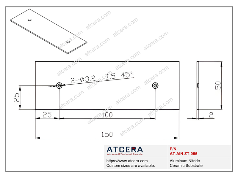 Drawing of AlN Substrate AT-AIN-ZT-055
